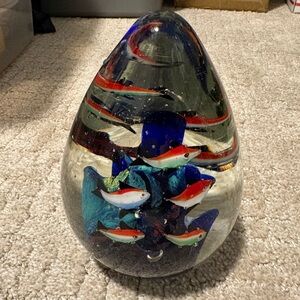 Paperweight Fish And Coral Under The Sea Aquarium Art Glass Murano Style